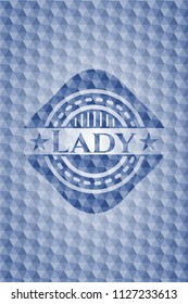 Lady blue polygonal badge.