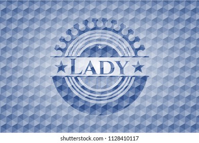 Lady blue polygonal emblem.
