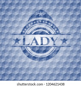 Lady blue polygonal emblem.