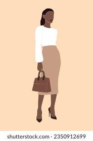 lady boss, girl boss, black, african, woman of color, abstract working woman, vector illustration