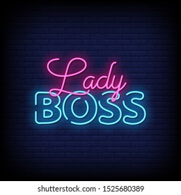 Lady Boss Neon Signs Style Text Vector