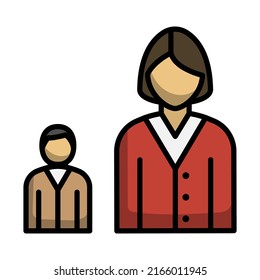 Lady Boss With Subordinate Icon. Editable Bold Outline With Color Fill Design. Vector Illustration.