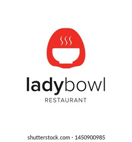Lady Bowl Restaurant Icon Logo Design
