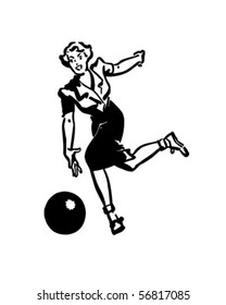 Lady Bowler - Retro Clip Art