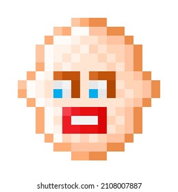 lady boy face pixel art. Vector illustration.