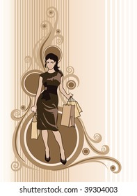 Lady in brown with purchases