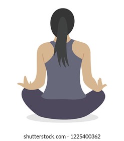 Lady in buddha pose, yoga flat icon 
