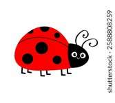 Lady bug, lady bird icon. Cute cartoon kawaii funny baby character. Black and red insect. Happy Valentines Day. Card Sticker print. Childish style. Flat design. White background. Isolated. Vector