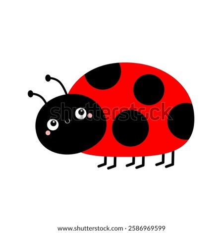 Lady bug, lady bird icon. Cute cartoon kawaii funny baby character. Black and red insect. Childish style. Happy Valentines Day. Card Sticker print. Flat design. White background. Isolated Vector