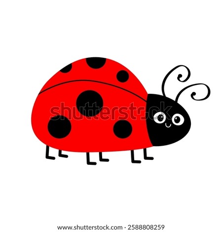 Lady bug, lady bird icon. Cute cartoon kawaii funny baby character. Black and red insect. Happy Valentines Day. Card Sticker print. Childish style. Flat design. White background. Isolated. Vector