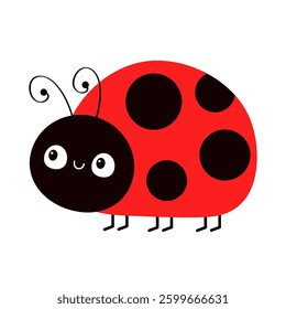 Lady bug, lady bird icon. Red and black insect. Cute kawaii cartoon funny baby character. Happy Valentines Day Card Sticker print. Childish style. Flat design. White background. Isolated Vector