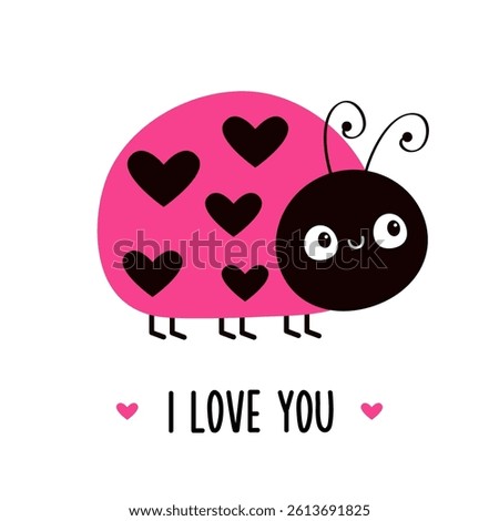 Lady bug, lady bird insect icon. Heart dot. Cute kawaii cartoon funny character. Happy Valentines Day I love you card Sticker print. Childish style. Flat design. White background. Isolated. Vector