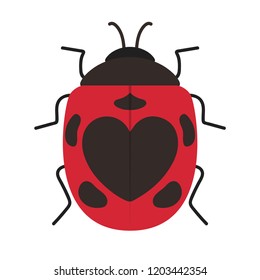 lady bug cartoon vector. heart symbol.