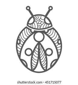 Lady bug coloring book page, vector, editable