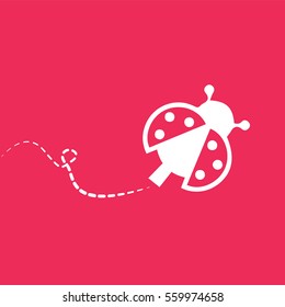 Lady Bug and Cursor Icon Emblem Logo Illustration