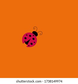 lady bug flat vector design abstract plain orange background