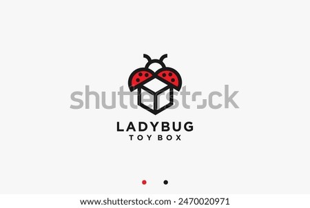 Lady Bug with Hexagon Logo Design Vector Silhouette Illustration