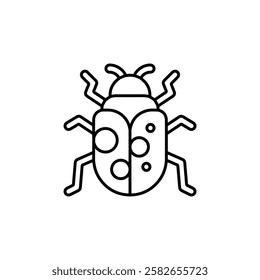 lady bug icon symbol in black white isolated