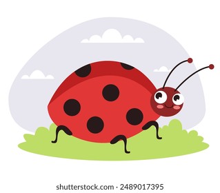 Lady bug insect isolated concept. Vector cartoon design element illustration