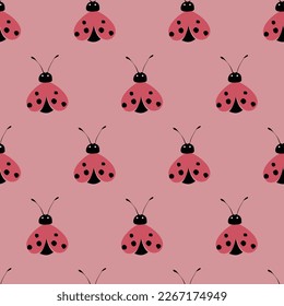 LADY BIRD BUG INSEKT SEAMLESS PATTERN GANZ ÜBER DEM DRUCKVEKTOR