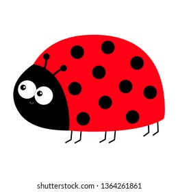 Lady bug ladybird insect icon print. Side view. Love greeting card. Cute cartoon kawaii funny baby character. Happy Valentines Day. Flat design. White background. Vector illustration