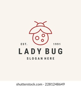 Lady bug logo vector icon illustration hipster vintage retro .