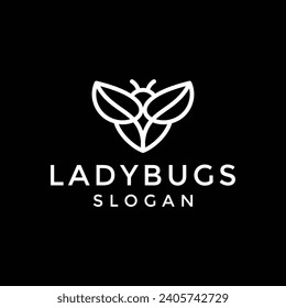 Lady bug logo vector icon illustration hipster vintage retro .