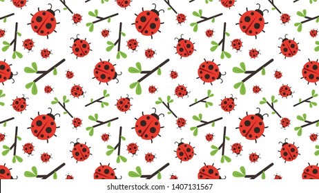 Lady bug pattern vector. lady bug vector. wallpaper. background. pattern seamless.