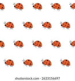 Lady bug seamless pattern. Seamless pattern with cute red lady bug.