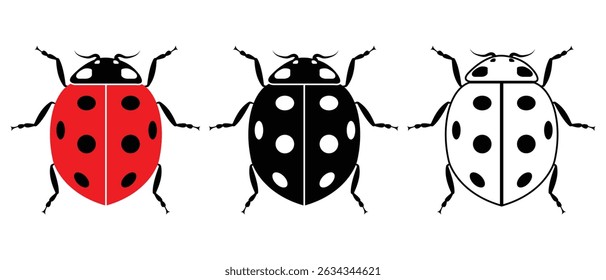 Ilustração de Lady bug vetor. Lady bug, ícone de silhueta de besouro em fundo branco. Ilustração de vetor de inseto.