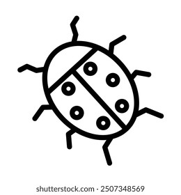 Lady Bug Vector Line Icon Design