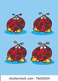 lady bugs drawing over blue background, abstract vector art illustration