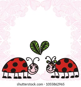 Lady bugs love. Vector illustration