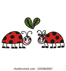 Lady bugs love. Vector illustration