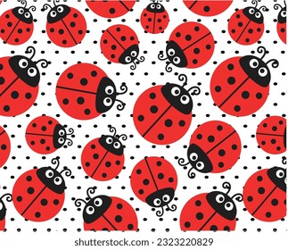 lady bugs print over polka dots