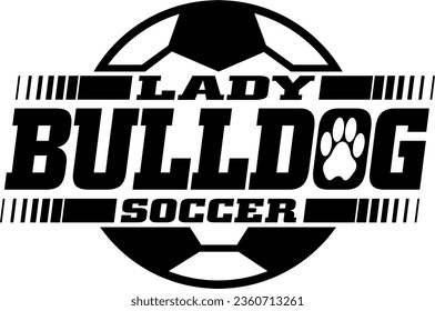 lady bulldog soccer team design with ball for school, college or league sports