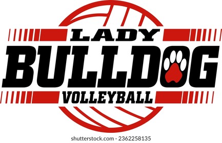 lady bulldog volleyball team design with ball for school, college or league sports