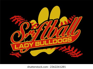 lady bulldogs softball team design in script with tail for school, college or league sports