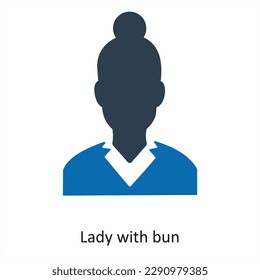 Lady with bun icon concept