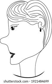 Lady caricature. Isolated vector illustration with white background. Logo, icons, decor.