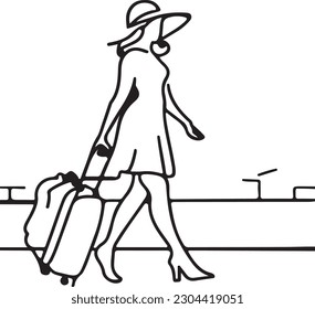 Lady with the carry bag in the airport 