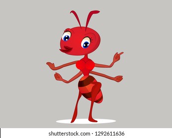 Lady cartoon ant.happy ant.