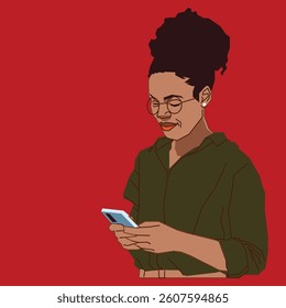 lady checking her cell phone messages
