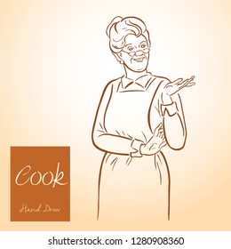 Lady Chef. Cooking. Vintage vector illustrations