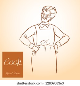 Lady Chef. Cooking. Vintage vector illustrations