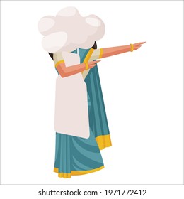 Lady chef is doing the dab style. Vector graphic illustration. Individually on a white background.