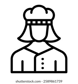 Lady Chef Line Icon Design For Personal And Commercial Use