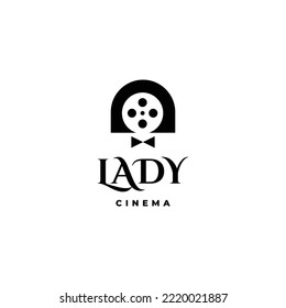lady cinema logo icon vector template