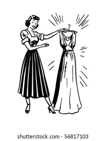 Lady With Clean Dress - Retro Clip Art