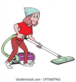 lady cleaning with vacuum cleaner